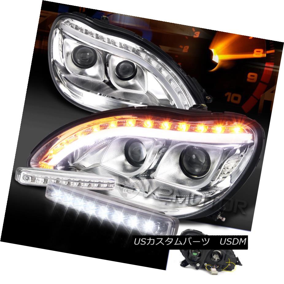 ヘッドライト 98-06 Benz W220 S-Class Chrome LED Signal Projector Headlights+LED DRL Fog Lamps 98-06ベンツW220 SクラスクロームLEDシグナルプロジェクターヘッドライト+ LED DRLフォグランプ 【並行輸入品】