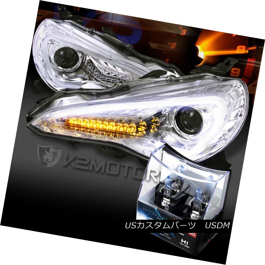ヘッドライト 12-17 Scion FR-S Chrome LED DRL Signal Projector Headlights+H1 Halogen Bulbs 12-17 Scion FR-SクロームLED DRLシグナルプロジェクターヘッドライト+ H1ハロゲン電球 【並行輸入品】