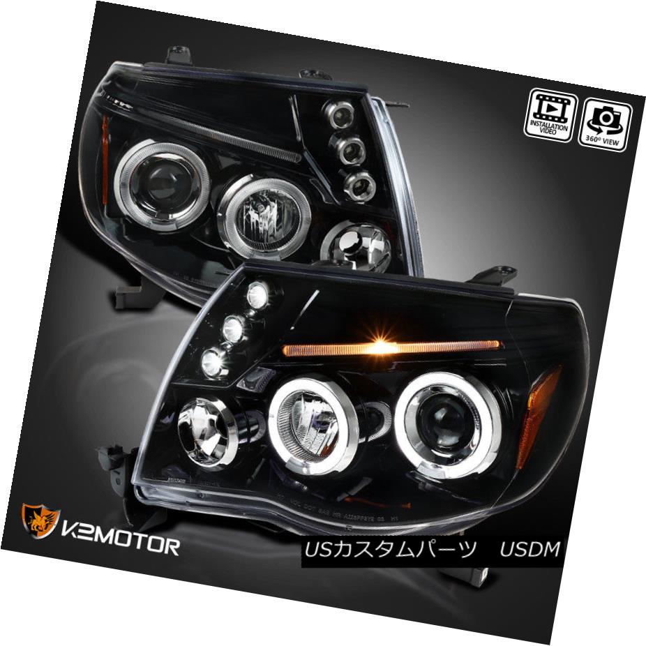 ヘッドライト For Jet Black 2005-2011 Toyota Tacoma LED+Dual Halo Projector Headlights L+R ジェットブラック2005-2011トヨタタコマLED +デュアルハロープロジェクターヘッドライトL + R 【並行輸入品】