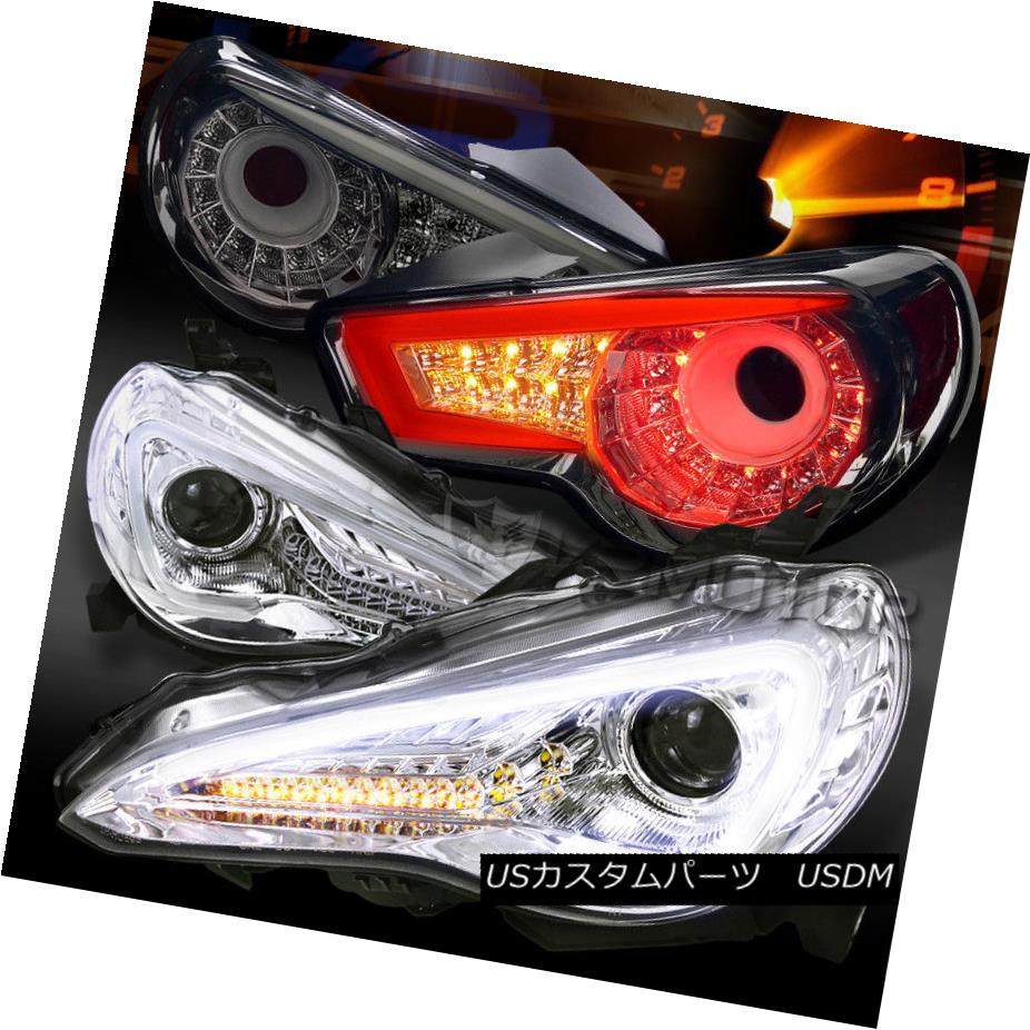 ヘッドライト 12-16 Scion FR-S Chrome LED DRL Signal Projector Headlights+Smoke LED Tail Lamps 12-16サイオンFR-SクロームLED DRLシグナルプロジェクターヘッドライト+スモーキー ke LEDテールランプ 【並行輸入品】｜カスタムパーツ WORLD倉庫
