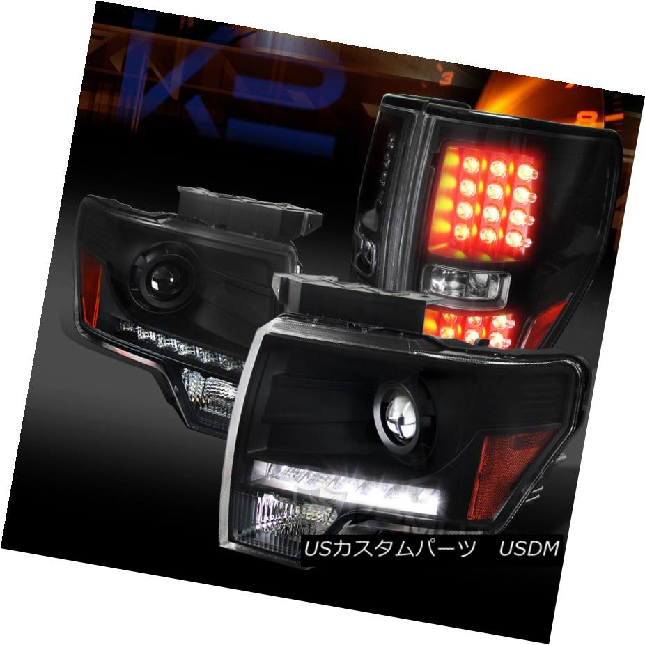 ヘッドライト 09-14 Ford F150 Black Clear LED DRL Strip Projector Headlights+LED Tail Lamps 09-14フォードF150ブラッククリアLED DRLストリッププロジェクターヘッドライト+ LEDテールランプ 【並行輸入品】 59,653円