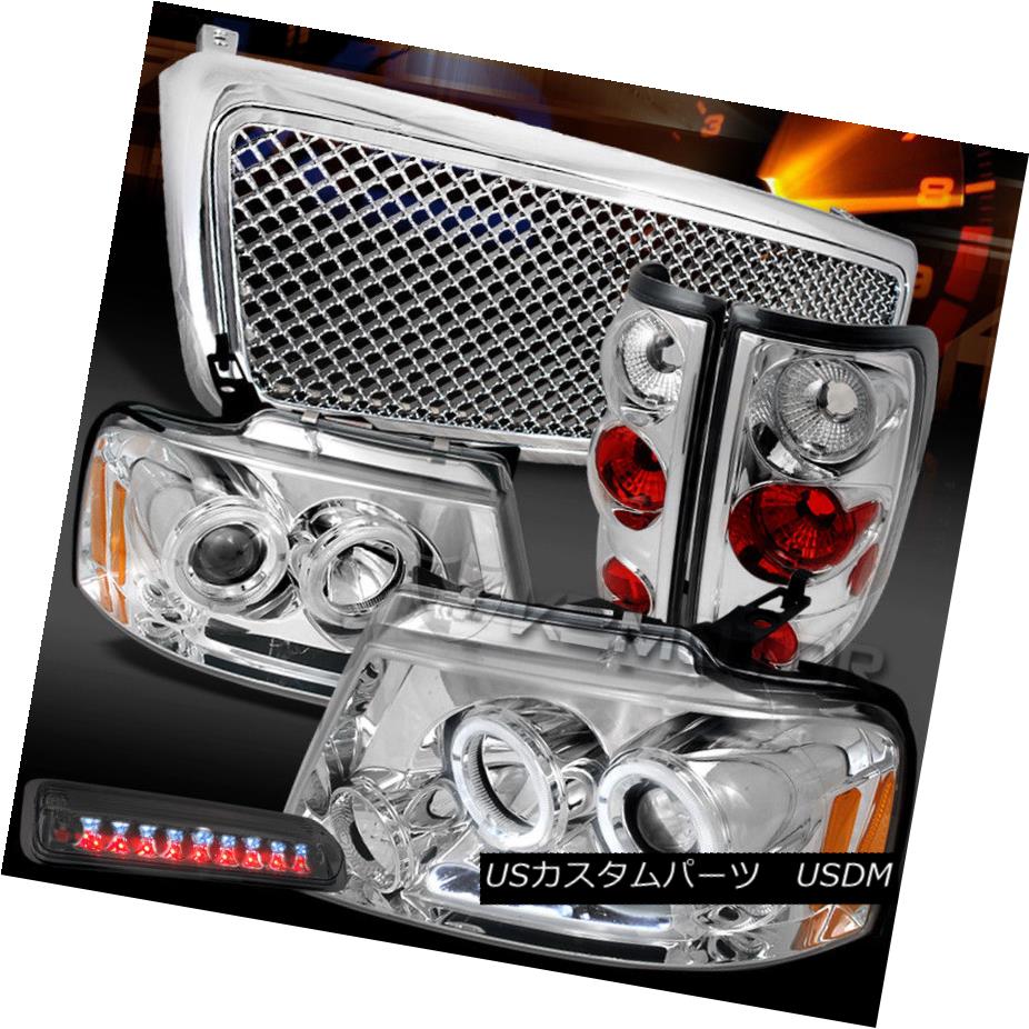 夏セール開催中 Max80 Off ライト ランプ Headlights Mesh Halo Chrome F150 04 08 ヘッドライト Grille Tail Hグリル テールランプ スモークled第3ブレーキ F150クロームハローヘッドライト メス 04 08 Brake 3rd Led Lamps Smoke