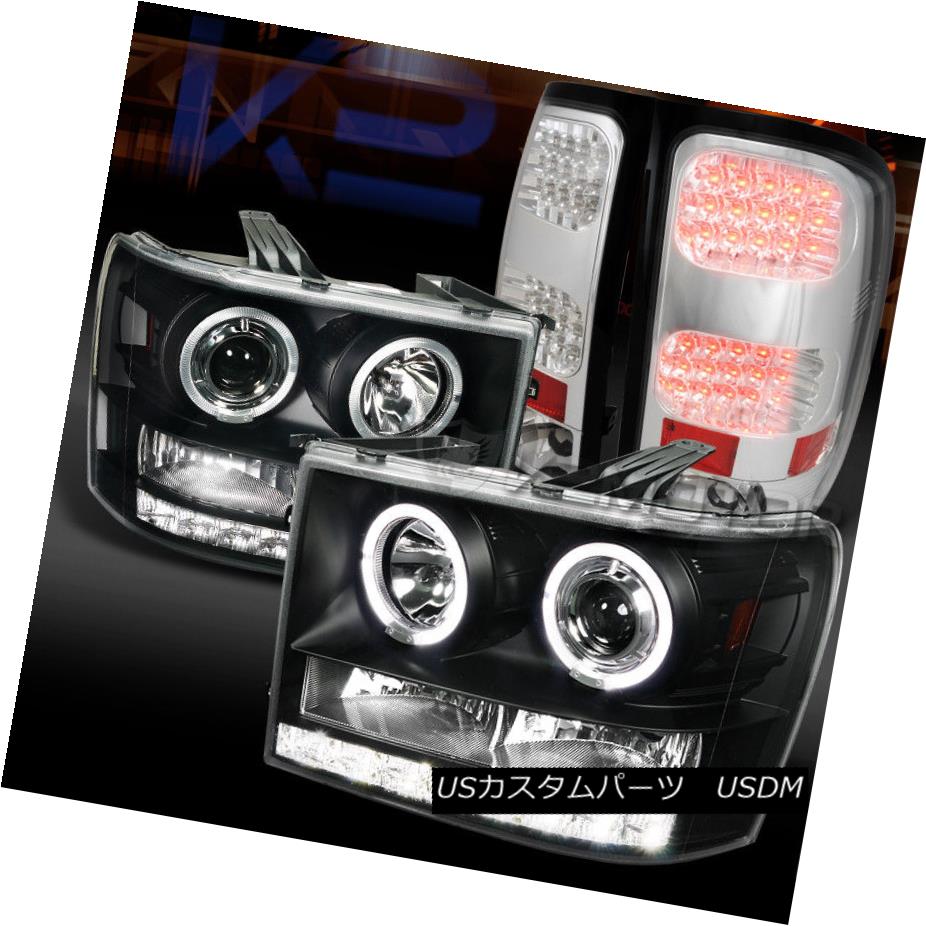 ヘッドライト 07-14 GMC Sierra Black Dual Halo Projector Headlights+Chrome LED Tail Lamps 07-14 GMC Sierra Blackデュアル・ハロー・プロジェクター・ヘッドライト+ Chr ome LEDテールランプ 【並行輸入品】 60,561円
