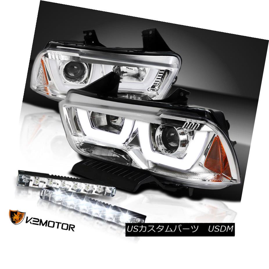 ヘッドライト 11-14 Charger Chrome Dual Halo Projector Headlights+6-LED Bumper DRL Lamps 11-14充電器クロムデュアルハロープロジェクターヘッドライト+ 6-L EDバンパーDRLランプ 【並行輸入品】