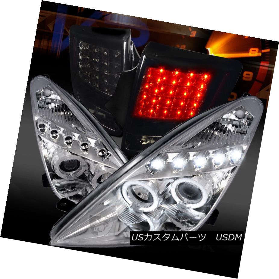 ヘッドライト For 00-05 Celica Chrome LED Halo Projector Headlights+Glossy Black LED Tail Lamp 00-05用Celica Chrome LEDハロープロジェクターヘッドライト+グロー ssyブラックLEDテールランプ 【並行輸入品】