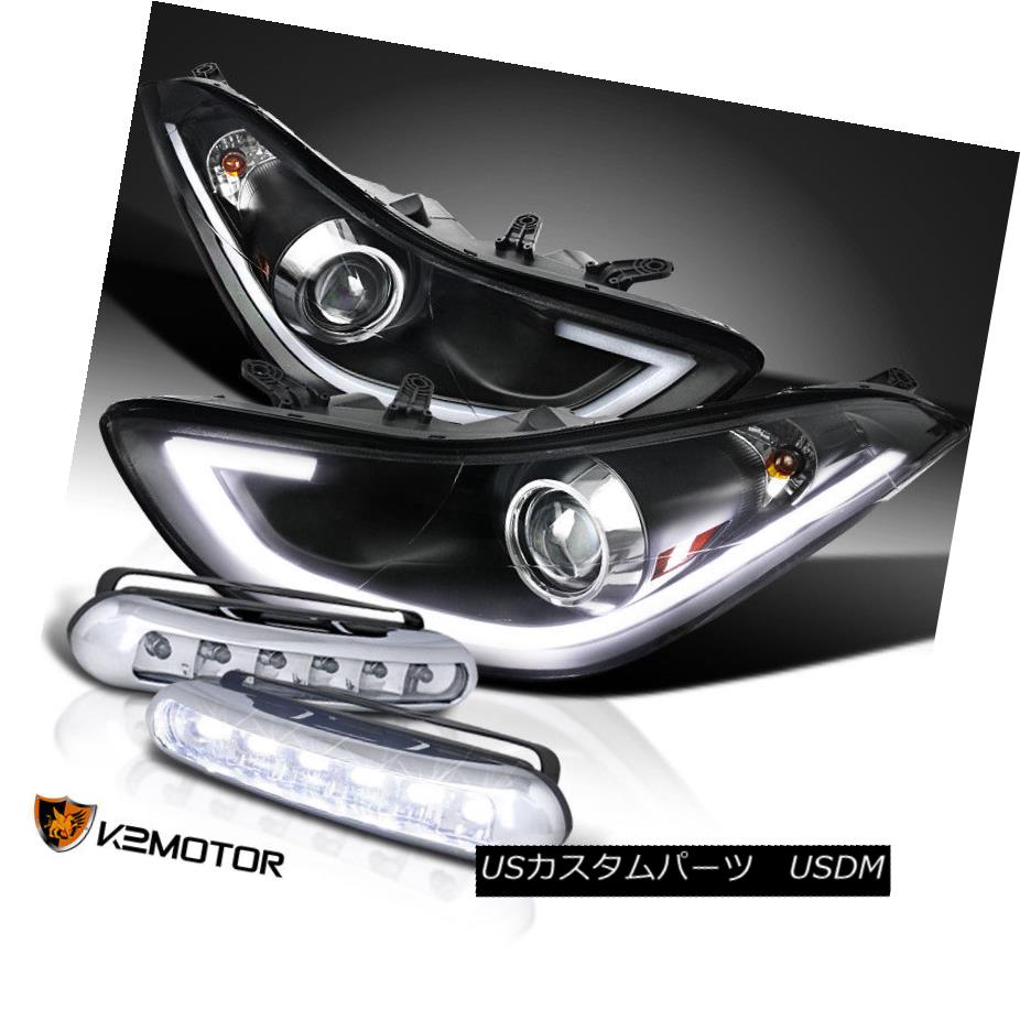 ヘッドライト FOR 11-13 Elantra Black LED Strip Bar Projector Headlights+LED DRL Fog Lamps FOR 11-13 Elantra Black LEDストリップバープロジェクターヘッドライト+ LED DRLフォグランプ 【並行輸入品】