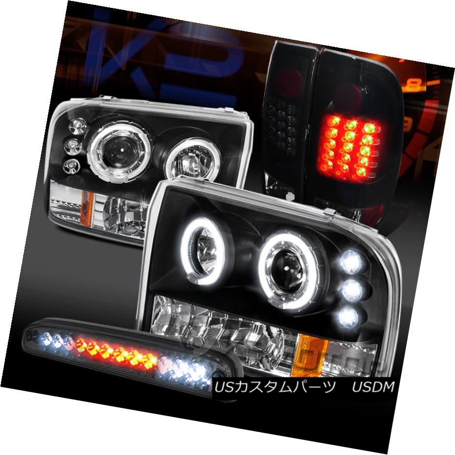 ヘッドライト 99-04 F250 Halo Projector Headlights+Glossy Black Tail Lamps+Smoke LED 3rd Brake 99-04 F250ハロープロジェクターヘッドライト+グロー ssyブラックテールランプ+スモークLED第3ブレーキ 【並行輸入品】