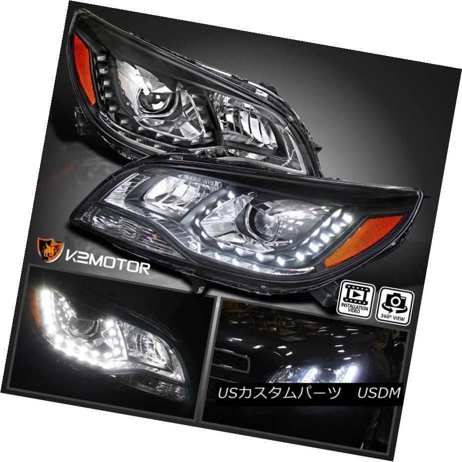 ヘッドライト 2013-2015 Chevy Malibu Halo LED DRL Projector Headlights Lamps Black Left+Right 2013-2015シボレーマリブハローLED DRLプロジェクターヘッドライトランプブラック左+右 【並行輸入品】