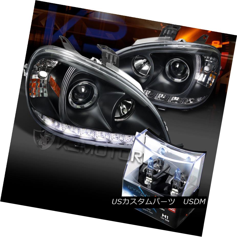 ヘッドライト 02-05 Benz W163 ML-Class Black SMD DRL Projector Headlights+H1 Halogen Bulbs 02-05ベンツW163 MLクラスブラックSMD DRLプロジェクターヘッドライト+ H1ハロゲン電球 【並行輸入品】