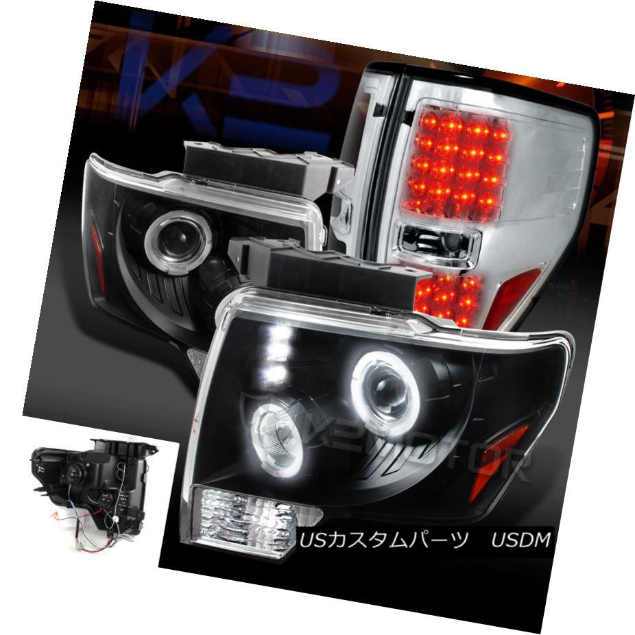 ヘッドライト 09-14 F150 Black Dual Halo Projector Headlights+Clear LED Tail Brake Lamps 09-14 F150ブラックデュアルハロープロジェクターヘッドライト+ Cle ar LEDテールブレーキランプ 【並行輸入品】