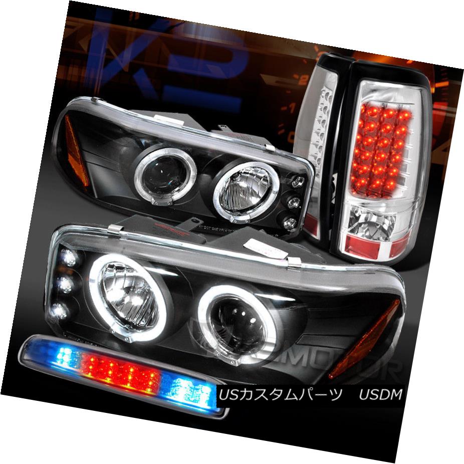 ヘッドライト 99-03 GMC Sierra Black Projector Headlights+Chrome LED Tail 3rd Brake Lamps 99-03 GMC Sierra Blackプロジェクターヘッドライト+ Chr ome LEDテール第3ブレーキランプ 【並行輸入品】