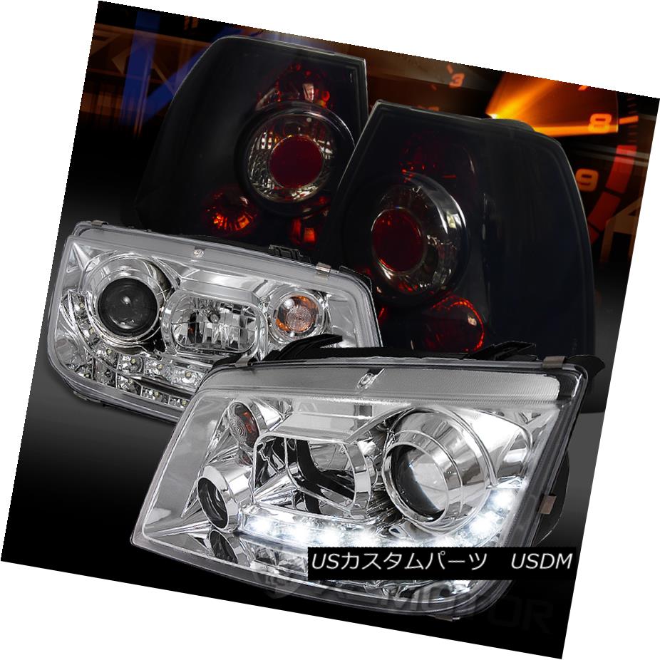 ヘッドライト For 99-04 VW Jetta Chrome R8 LED Projector Headlights+Glossy Black Tail Lamps 99-04 VW Jetta Chrome R8 LEDプロジェクターヘッドライト+グロー ssyブラックテールランプ用 【並行輸入品】