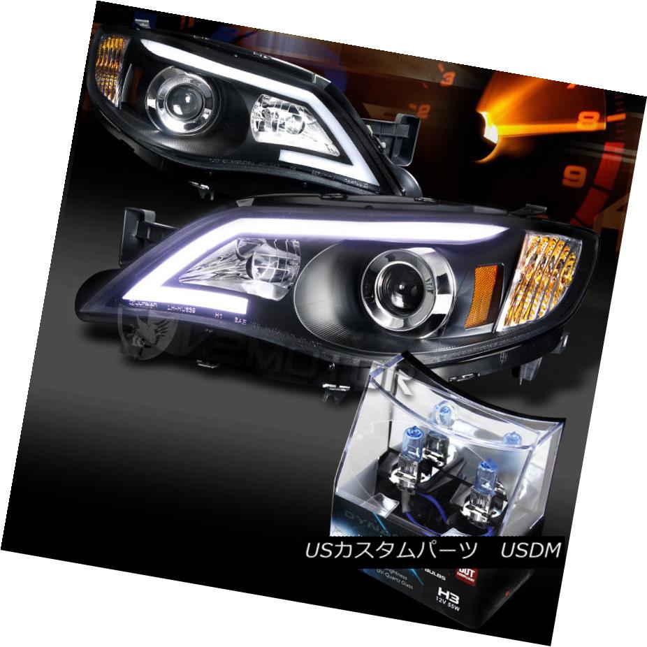 ヘッドライト For 08-14 Impreza WRX Black LED DRL Projector Headlights+H3 Halogen Bulbs 08-14インプレッサWRXブラックLED DRLプロジェクターヘッドライト+ H3ハロゲン電球 【並行輸入品】