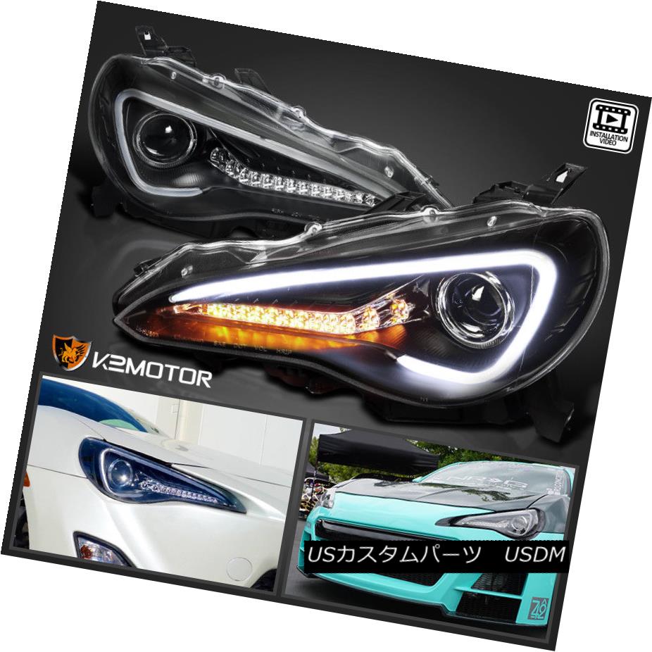 ヘッドライト For 2012-2017 Scion FR-S Toyota 86 Black Projector Headlights+LED DRL+Signal Bar 2012-2017シオンFR-Sトヨタ86ブラックプロジェクターヘッドライト+ LED DRL +信号バー用 【並行輸入品】