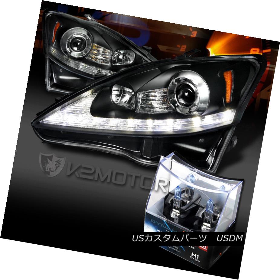 割引価格 Lexus 06 09 ヘッドライト Is250 H1ハロゲン電球 Drl信号プロジェクターヘッドライト 06 09レクサスis250ブラックled Bulbs Halogen Headlights H1 Projector Signal Drl Led Black 車用品 Usdm 0021 810