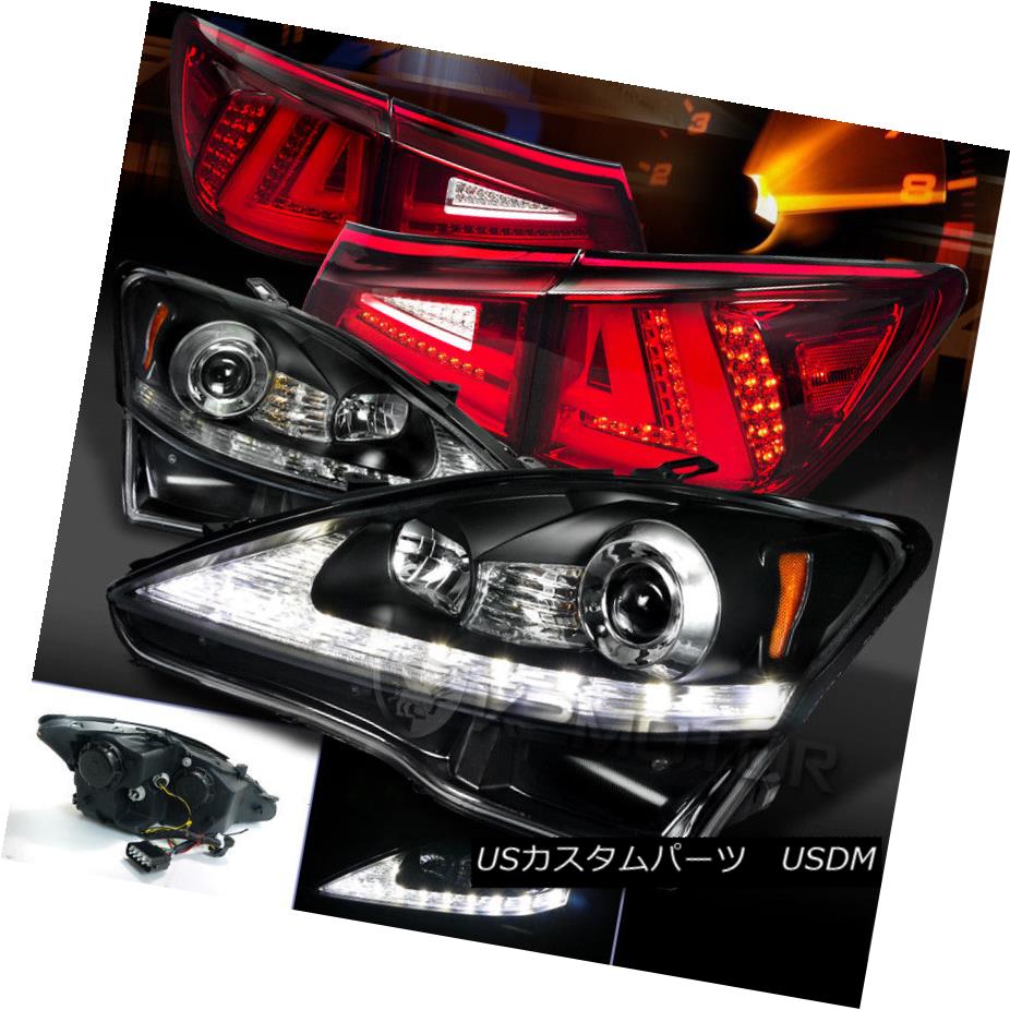 ヘッドライト 06-08 Lexus IS250 Black LED DRL Signal Projector Headlights+Red LED Tail Lamps 06-08レクサスIS250ブラックLED DRLシグナルプロジェクターヘッドライト+レッドLEDテールランプ 【並行輸入品】|カスタムパーツ WORLD倉庫