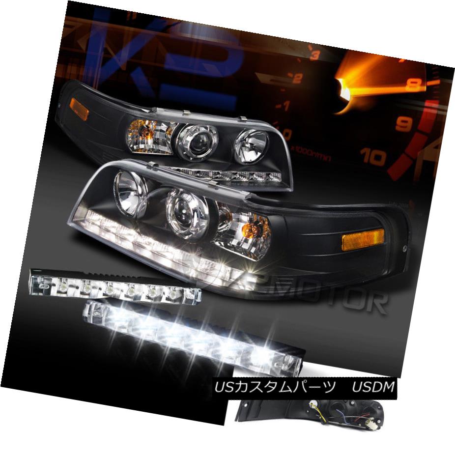 ヘッドライト 98-11 Ford Crown Victoria Black LED Projector Headlights+6-LED Fog DRL Lamps 98-11フォードクラウンビクトリアブラックLEDプロジェクターヘッドライト+ 6-L ED Fog DRLランプ 【並行輸入品】