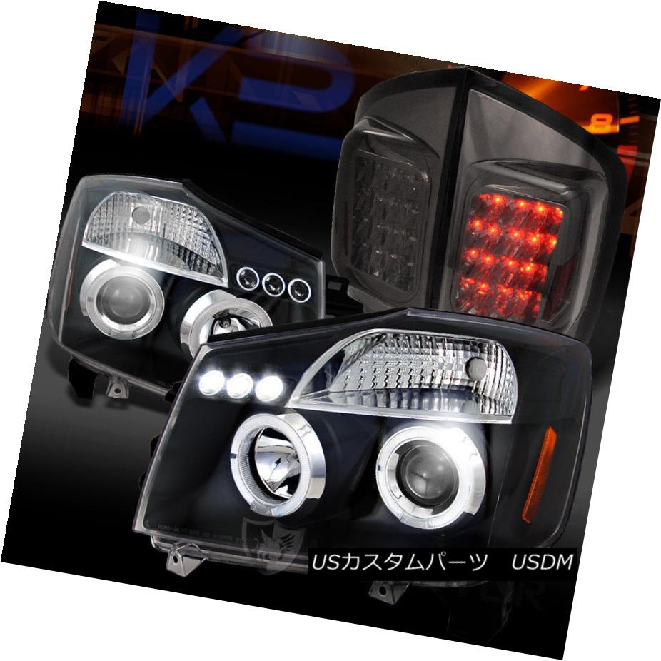ヘッドライト For 05-07 Armada Black Halo LED Projector Headlights+Smoke LED Tail Lamps 05-07 Armada Black Halo LEDプロジェクターヘッドライト+ Smo ke LEDテールランプ 【並行輸入品】
