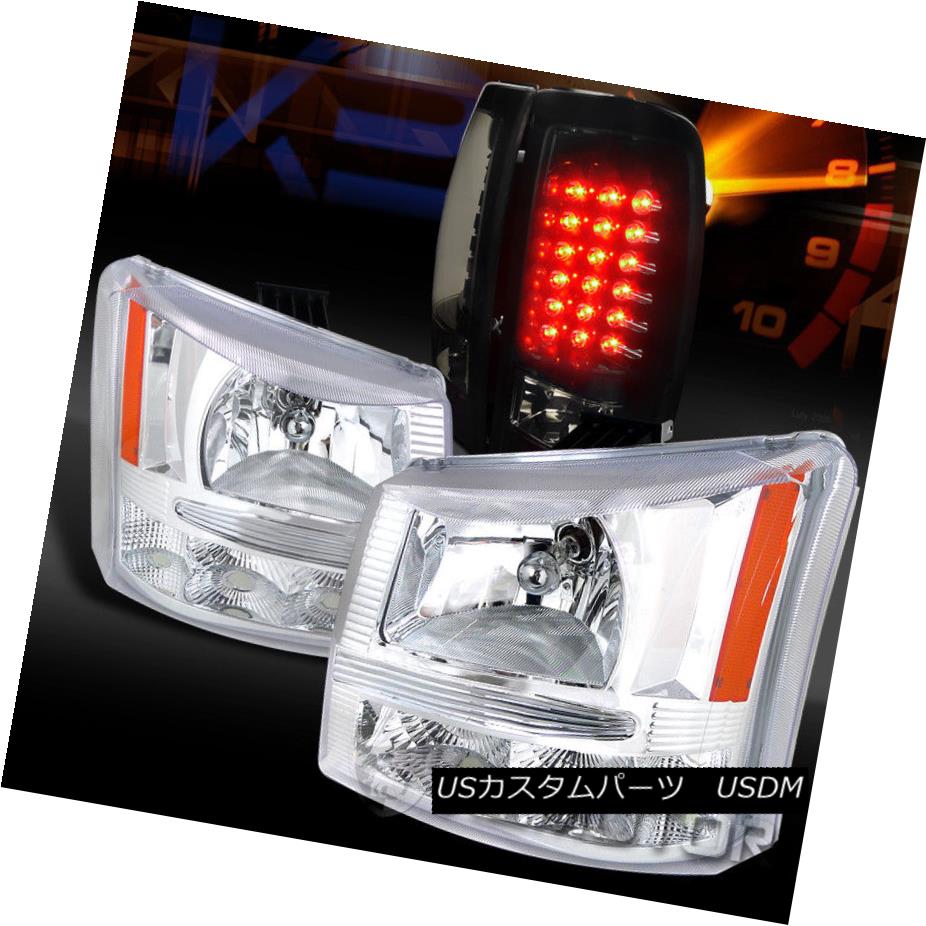 ヘッドライト 03-06 Chevy Silverado Pickup Chrome Headlights+Glossy Black LED Tail Lamps 03-06 Chevy Silveradoピックアップクロームヘッドライト+グロー ssyブラックLEDテールランプ 【並行輸入品】