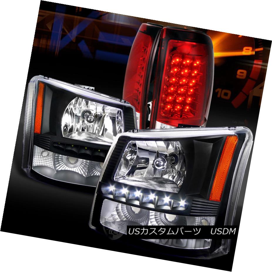 ヘッドライト 03-06 Silverado Black SMD DRL Headlight Bumper Lamps+Red LED Tail Lights 03-06 Silverado Black SMD DRLヘッドライトバンパーランプ+レッドLEDテールライト 【並行輸入品】