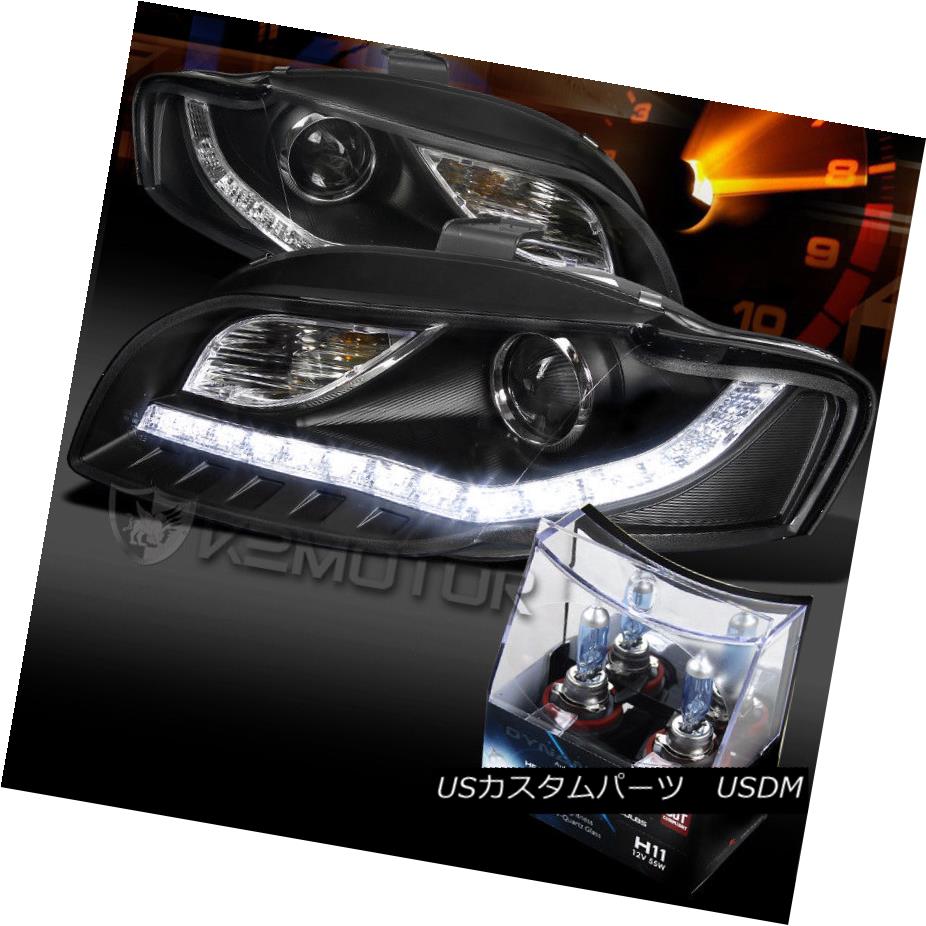 ヘッドライト For 06-08 Audi A4 Black R8 LED DRL Projector Headlights+H11 Halogen Bulbs 06-08 Audi A4 Black R8 LED DRLプロジェクターヘッドライト+ H11ハロゲン電球 【並行輸入品】