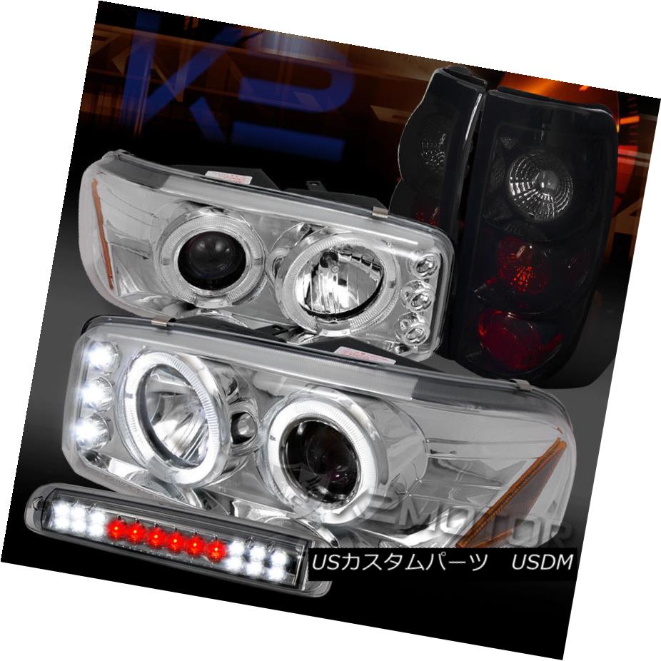 ヘッドライト 99-03 Sierra Chrome Halo Headlight+Smoke LED 3rd Brake+Piano Black Tail Lamp 99-03シエラクロームハローヘッドライト+スモーク e LED第3ブレーキ+ピアノブラックテールランプ 【並行輸入品】
