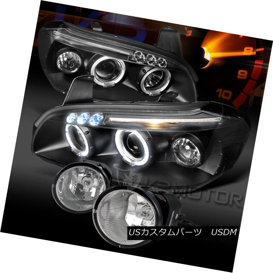 ヘッドライト Fit 00-01 Maxima Black LED Halo Projector Headlights+Clear Bumper Fog Lamps フィット00-01マキシマムブラックLEDハロープロジェクターヘッドライト+ Cle arバンパーフォグランプ 【並行輸入品】
