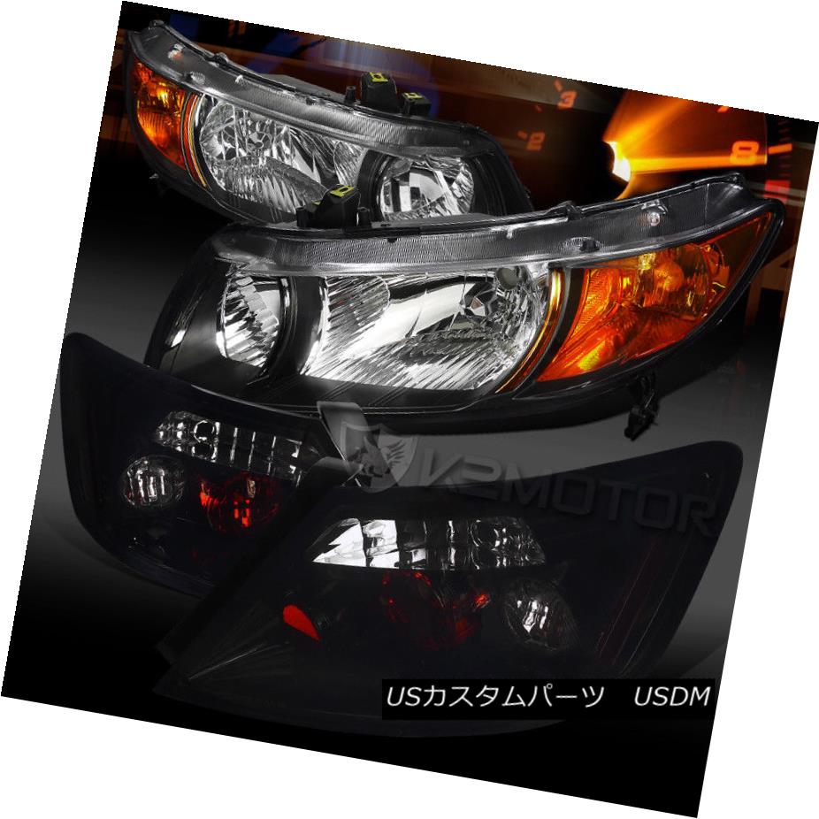 ヘッドライト For 06-11 Civic 2DR Crystal Black Headlights+Glossy Black Tail Brake Lamps 06-11シビック2DRクリスタルブラックヘッドライト+グロー ssyブラックテールブレーキランプ 【並行輸入品】