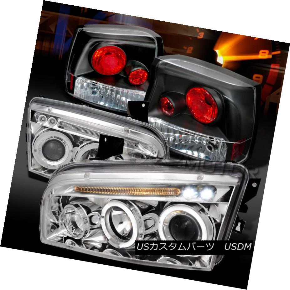 ヘッドライト 06-08 Charger Chrome Dual Halo LED Projector Headlights+Black Tail Lamps 06-08 Charger ChromeデュアルHalo LEDプロジェクターヘッドライト+ Bla ckテールランプ 【並行輸入品】