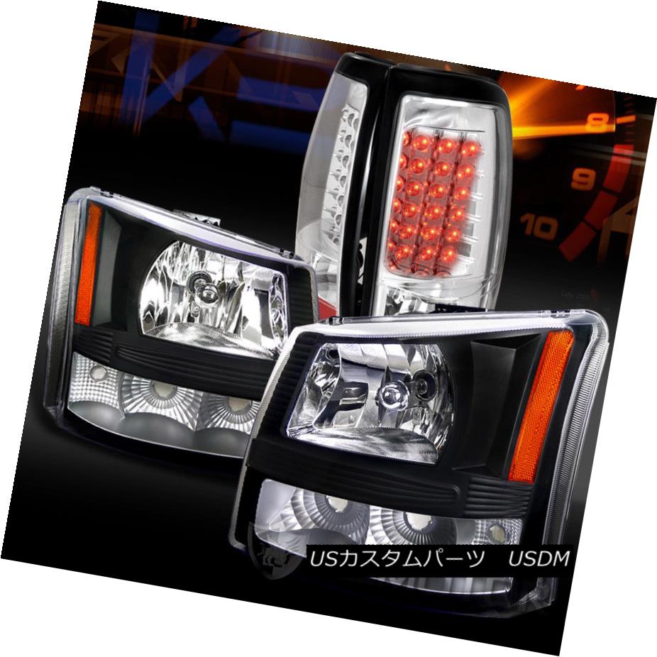 ヘッドライト 03-06 Silverado Pickup 1PC Style Black Headlights+Clear LED Tail Lamps 03-06 Silveradoピックアップ1PCスタイルブラックヘッドライト+ Cle ar LEDテールランプ 【並行輸入品】