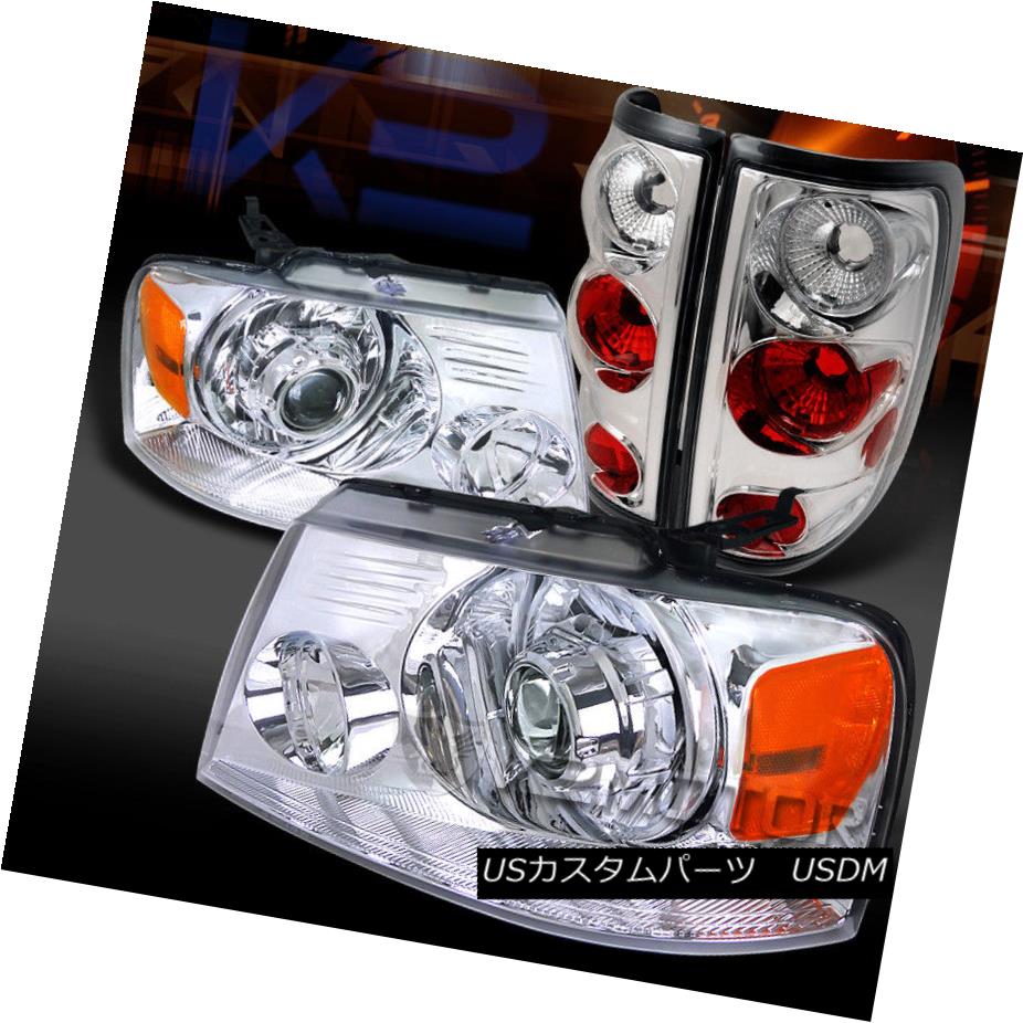 ヘッドライト 04-08 Ford F150 Chrome Custom Retrofit Projector Headlights+Clear Tail Lamps 04-08 Ford F150クロームカスタムレトロフィットプロジェクターヘッドライト+ Cle arテールランプ 【並行輸入品】
