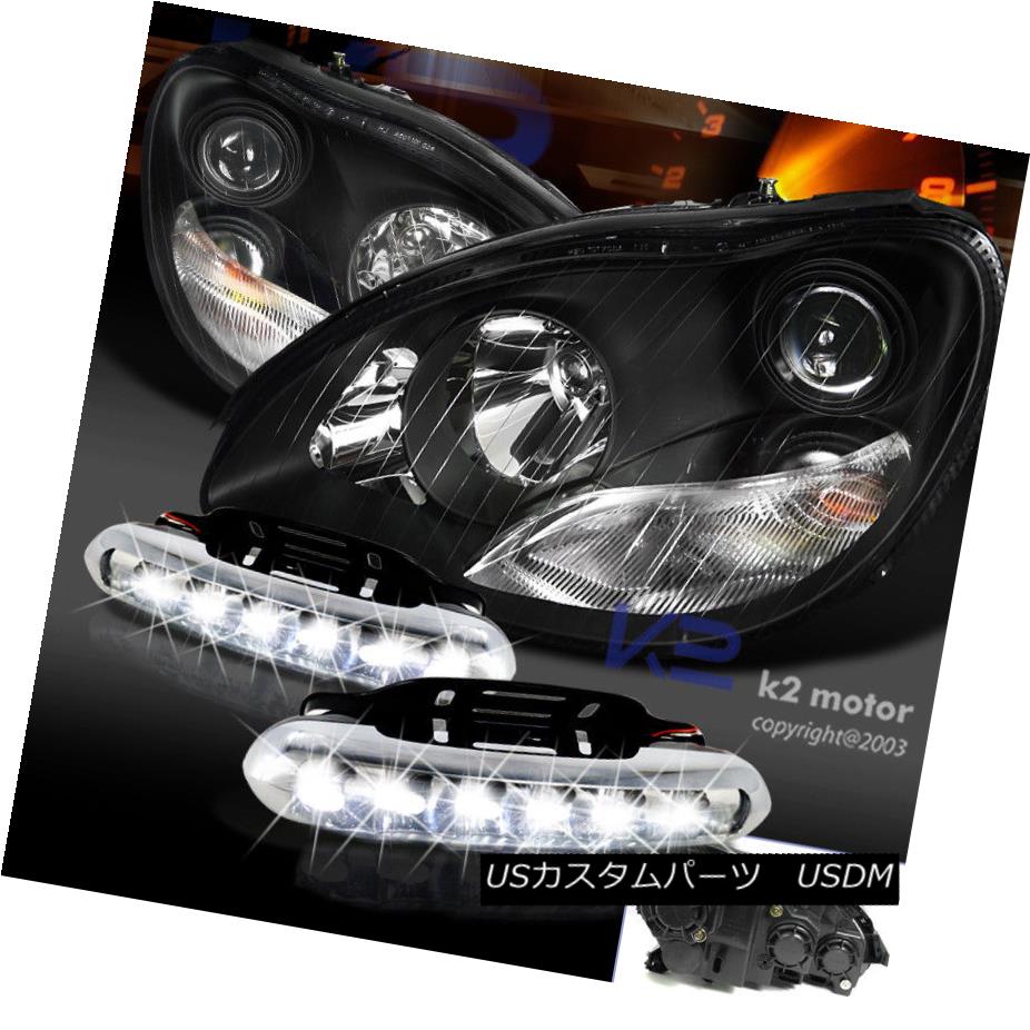 ヘッドライト 00-05 Mercedes Benz W220 Projector Black Headlights+LED DRL Fog Lamps 00-05メルセデスベンツW220プロジェクターブラックヘッドライト+ LED DRLフォグランプ 【並行輸入品】