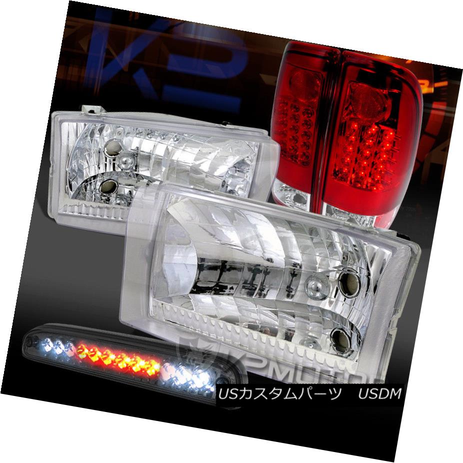 ヘッドライト 99-04 Ford F250/350 Chrome Headlights+Red/Clear LED Tail Smoke 3rd Brake Lamps 99-04 Ford F250 / 350クロームヘッドライト+レッド /クリアLEDテール煙第3ブレーキランプ 【並行輸入品】