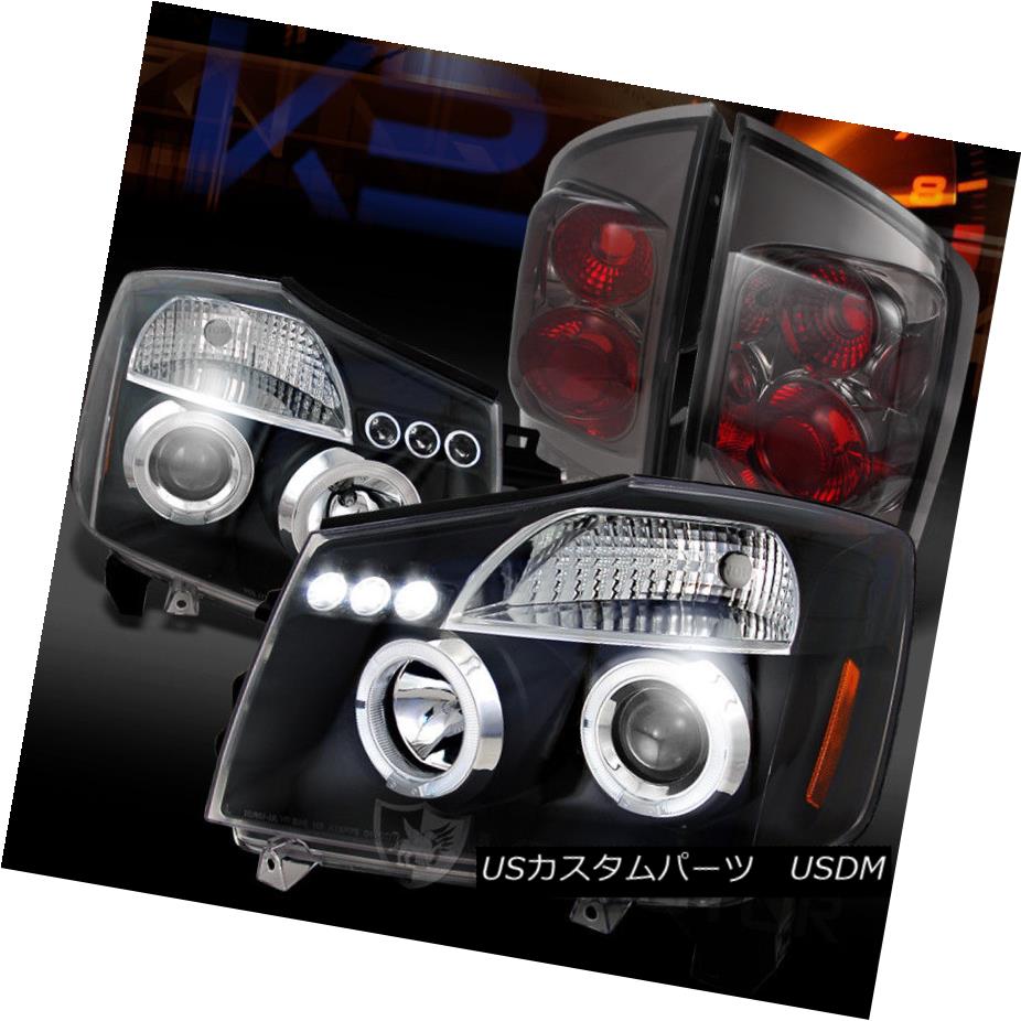 ヘッドライト For 05-07 Armada Black Halo LED Projector Headlights+Smoke Tail Lamps 05-07 Armada Black Halo LEDプロジェクターヘッドライト+スモーキー keテールランプ 【並行輸入品】