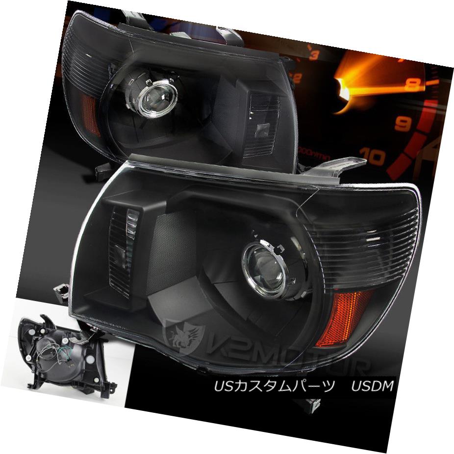 ヘッドライト For 2005-2011 Toyota Tacoma JDM Crystal Black Amber Projector Headlights Pair 2005?2011年トヨタタコマJDMクリスタルブラックアンバープロジェクターヘッドライトペア 【並行輸入品】