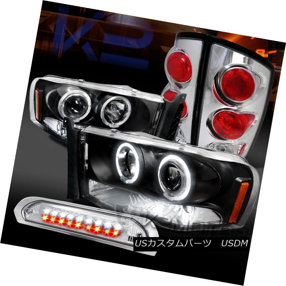 ヘッドライト 02-05 Ram Black Halo Projector Headlights+Chrome Tail Lamps+LED 3rd Brake Light 02-05 Ram Black Haloプロジェクターヘッドライト+ Chr omeテールランプ+ LED第3ブレーキライト 【並行輸入品】