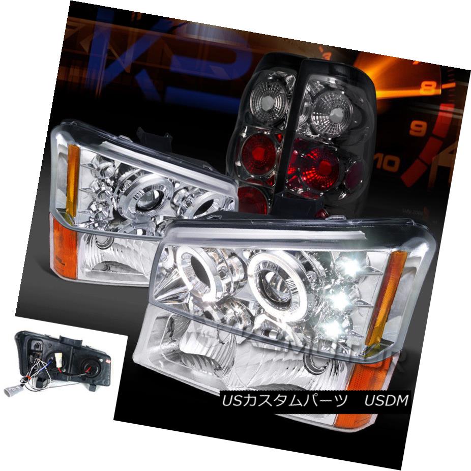 ヘッドライト 03-06 Silverado Chrome Halo LED Projector Headlights+Bumper Lamp+Smoke Tail Lamp 03-06 Silverado Chrome Halo LEDプロジェクターヘッドライト+バーン 、ランプ+スモークテールランプ 【並行輸入品】