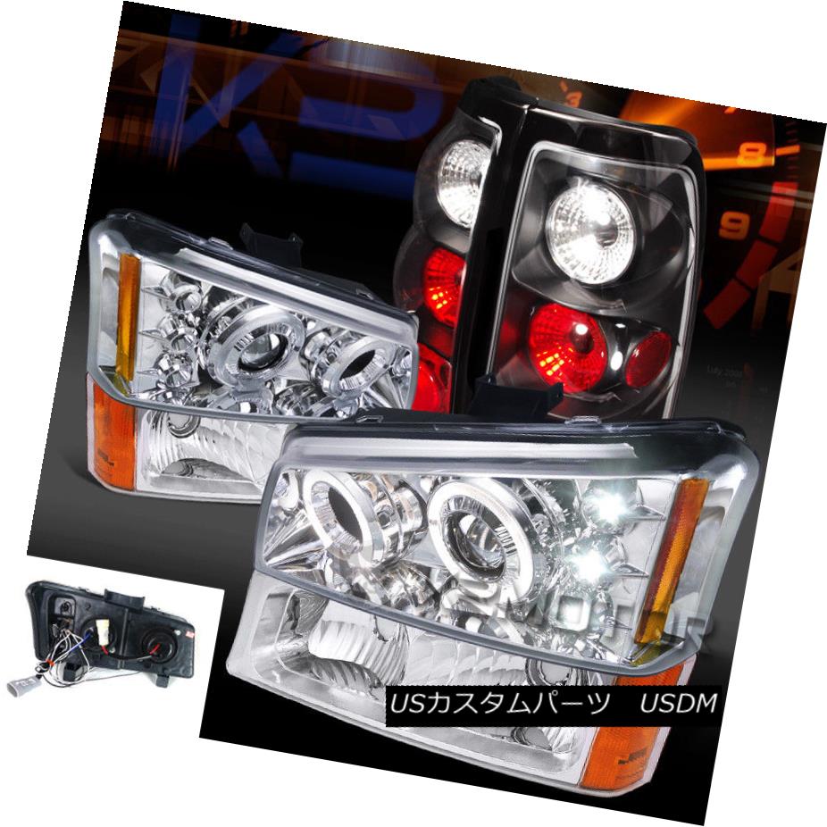 ヘッドライト 03-06 Silverado Chrome Halo LED Projector Headlights Bumper Lamp+Black Tail Lamp 03-06 Silverado Chrome Halo LEDプロジェクターヘッドライトバンパーランプ+ブラックテールランプ 【並行輸入品】