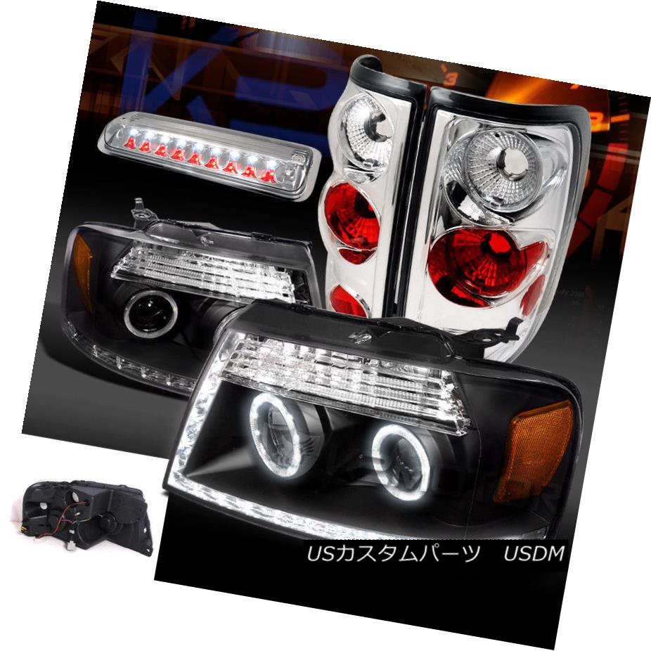 ヘッドライト 04-08 F150 Black LED Halo Projector Headlights+Clear Tail LED 3rd Brake Lamps 04-08 F150ブラックLEDハロープロジェクターヘッドライト+ Cle arテールLED第3ブレーキランプ 【並行輸入品】