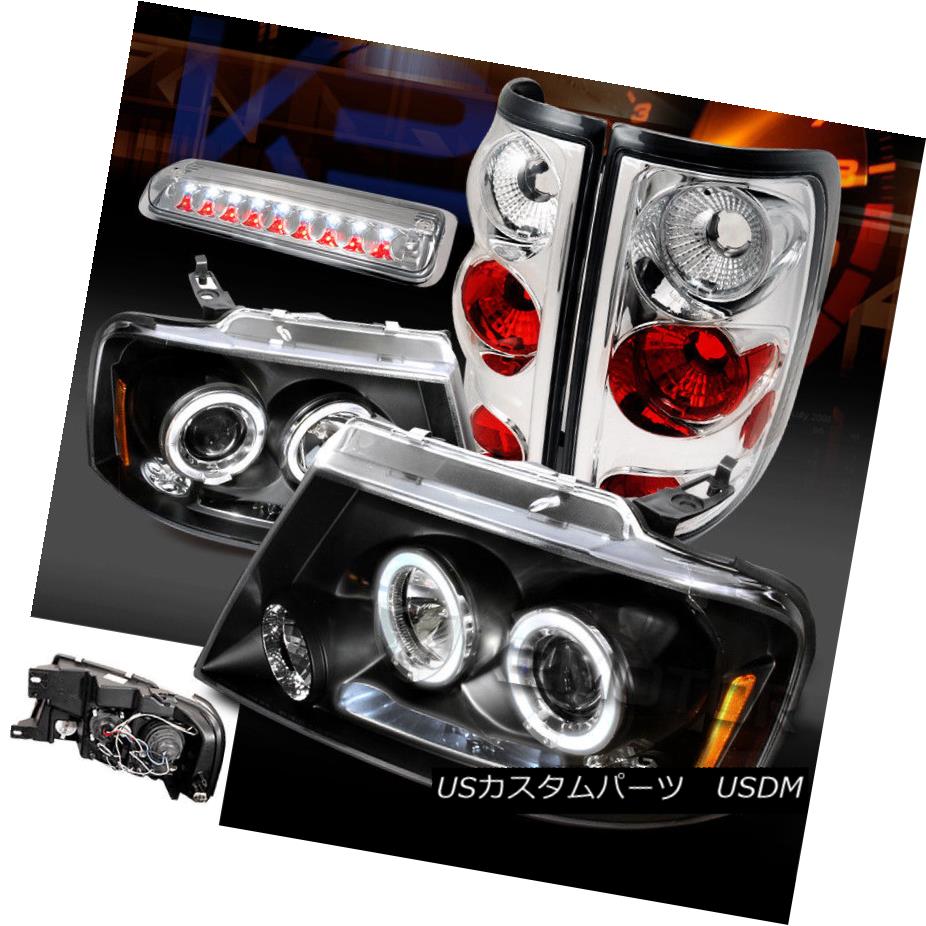ヘッドライト 04-08 F150 Black Halo LED Projector Headlights+Clear Tail Lamps 3rd Brake Light 04-08 F150ブラックHalo LEDプロジェクターヘッドライト+ Cle arテールランプ3rdブレーキライト 【並行輸入品】