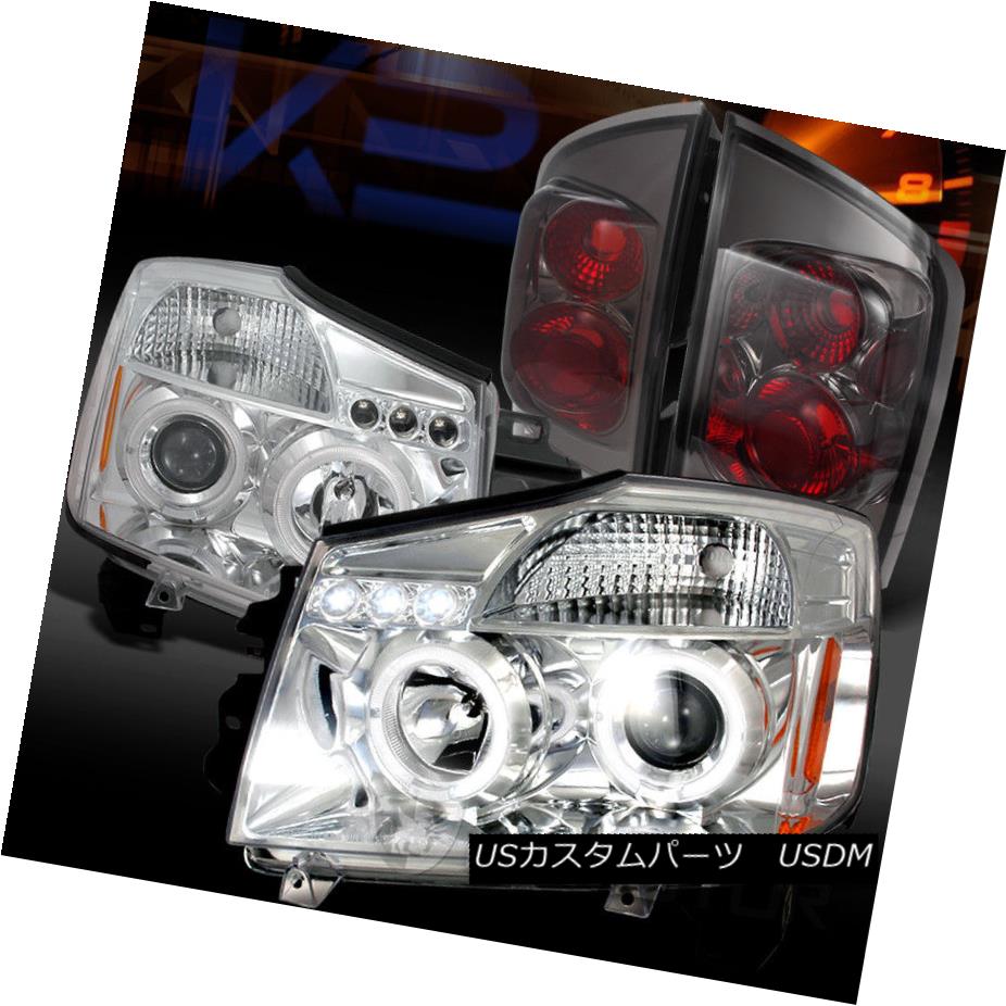 ヘッドライト For 05-07 Armada Chrome Halo LED Projector Headlights+Smoke Tail Lamps 05-07 Armada Chrome Halo LEDプロジェクターヘッドライト+ Smo keテールランプ 【並行輸入品】