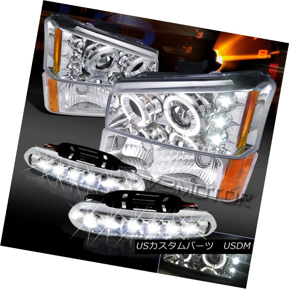ヘッドライト 2003-2006 Silverado Halo Projector Clear Headlight+Bumper Lamp+LED DRL Fog Light 2003-2006 Silverado Haloプロジェクタークリアヘッドライト+バンプ erランプ+ LED DRLフォグライト 【並行輸入品】