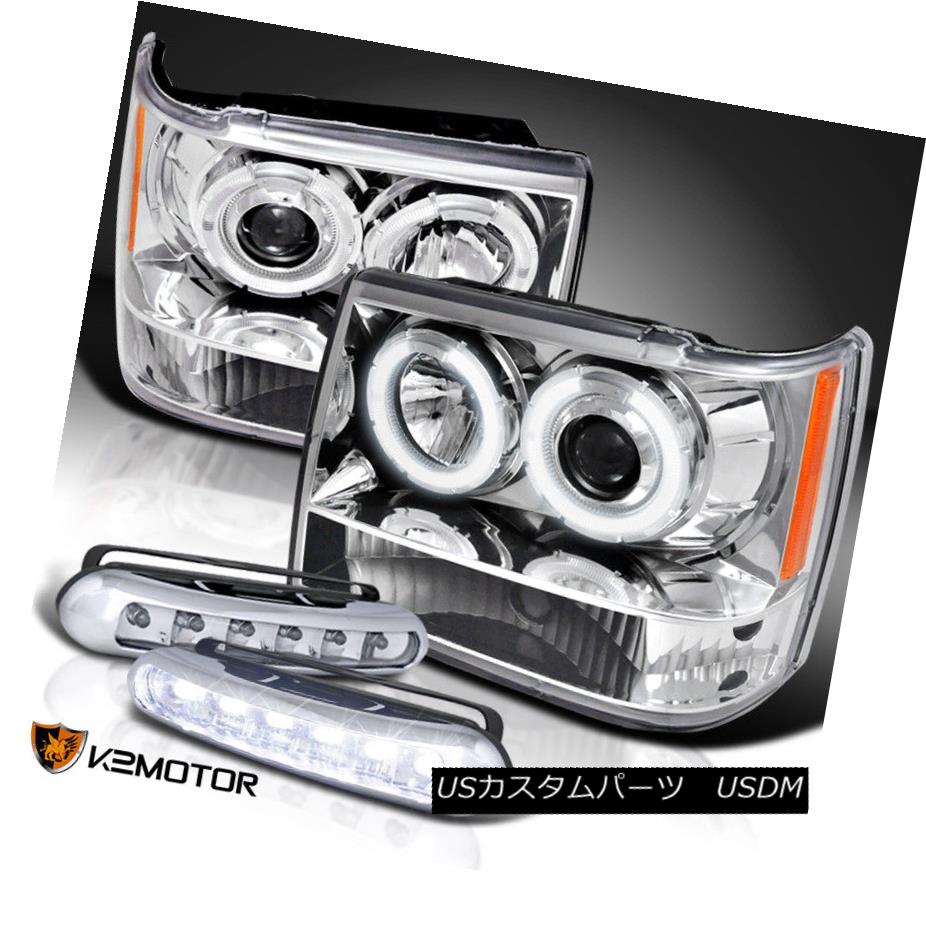 ヘッドライト 93-96 Jeep Grand Cherokee Halo Projector Headlights+LED Bumper Fog Lamps 93-96 Jeep Grand Cherokee Haloプロジェクターヘッドライト+ LEDバンパーフォグランプ 【並行輸入品】