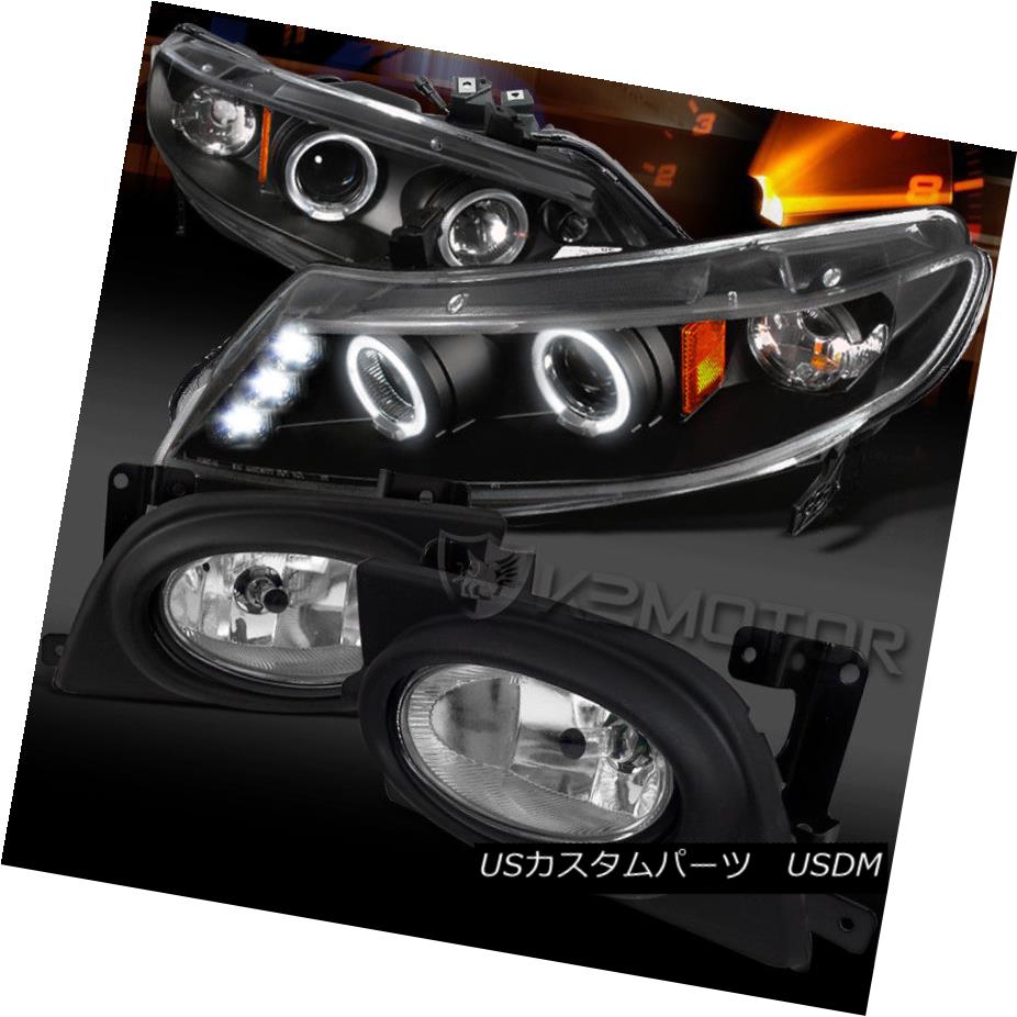 ヘッドライト For 06-08 Civic 4Dr Black Halo LED Projector Headlights+Clear Fog Lamps 06-08 Civic 4Dr Black Halo LEDプロジェクターヘッドライト+ Cle arフォグランプ 【並行輸入品】