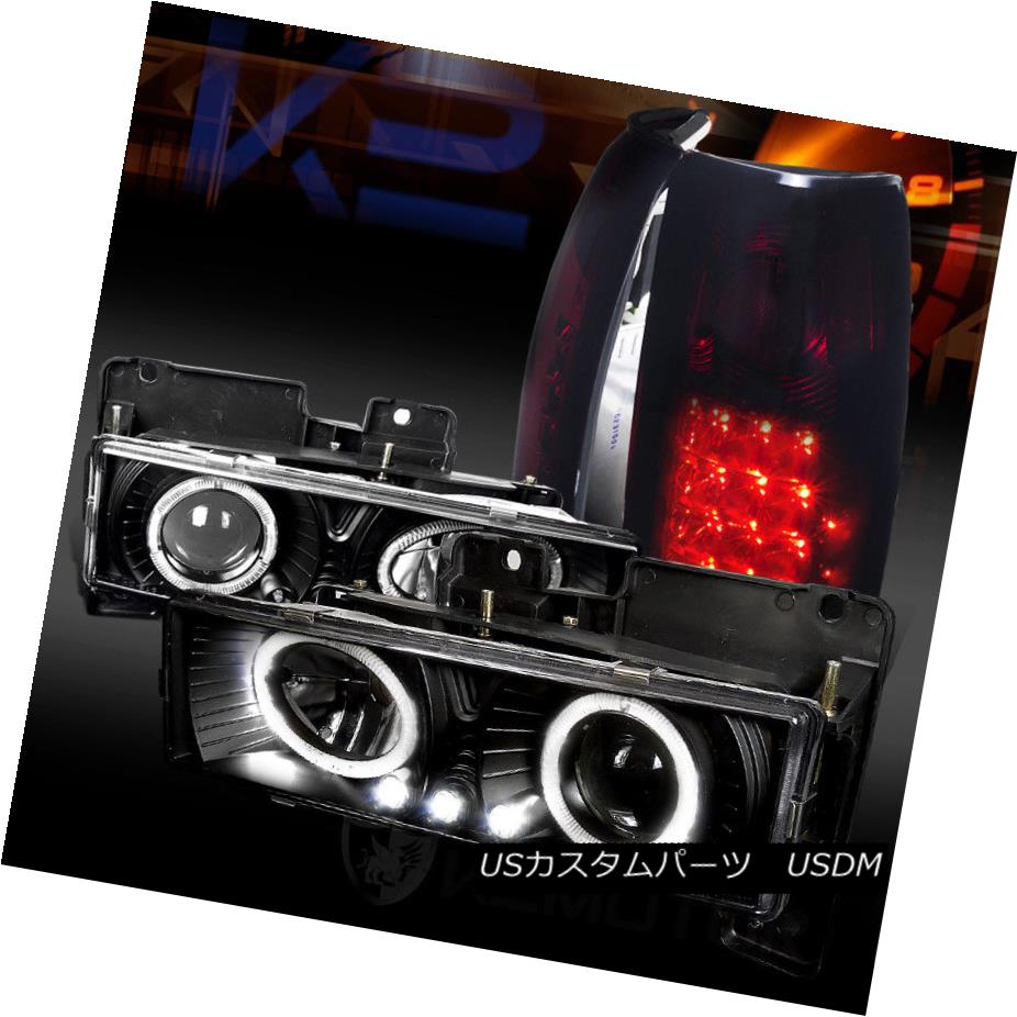 ヘッドライト 88-98 Chevy C/K Pickup Black Halo Projector Headlights+Red Smoke LED Tail Lamps 88-98シボレーC / Kピックアップブラックハロープロジェクターヘッドライト+レッドスモークLEDテールランプ 【並行輸入品】