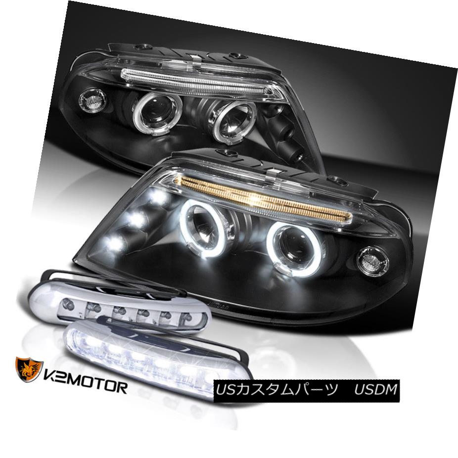 ヘッドライト For VW 01-05 Passat Halo Black Projector Headlights+Driving LED Fog Lamps Pair VW 01-05用Passat Haloブラックプロジェクターヘッドライト+ドライ ving LEDフォグランプペア 【並行輸入品】