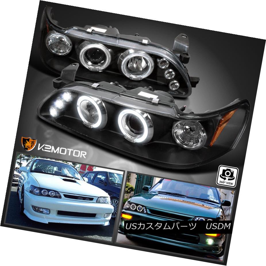 ヘッドライト For 1993-1997 Toyota Corolla LED+Halo Projector Headlights Black Left+Right 1993-1997 Toyota Corolla LED + Haloプロジェクターヘッドライトブラック左+右 【並行輸入品】