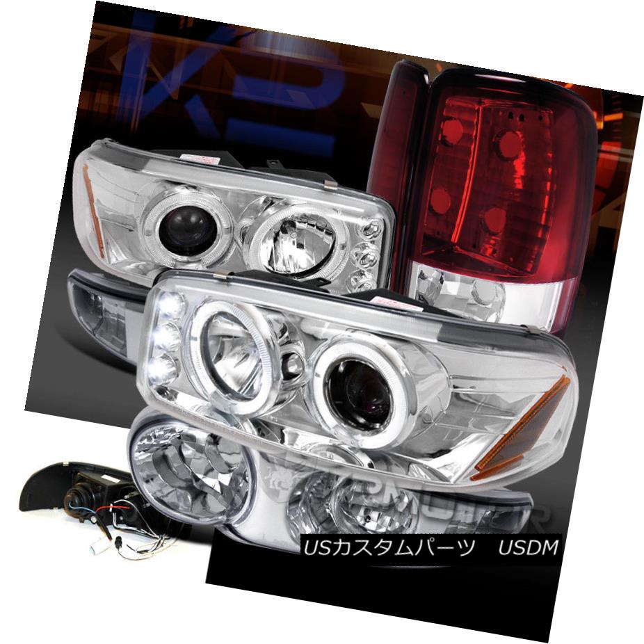 ヘッドライト 01-06 Yukon Denali Chrome LED Projector Headlights+Bumper Lamps+Red Tail Lights 01-06ユーコンデナリクロームLEDプロジェクターヘッドライト+バーン 、ランプ+レッドテールライト 【並行輸入品】