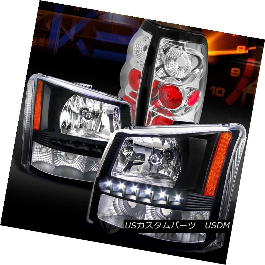 ヘッドライト 03-06 Silverado Black SMD LED DRL Headlight Bumper Lamps+Clear Tail Lights 03-06 Silverado Black SMD LED DRLヘッドライトバンパーランプ+クリアテールライト 【並行輸入品】
