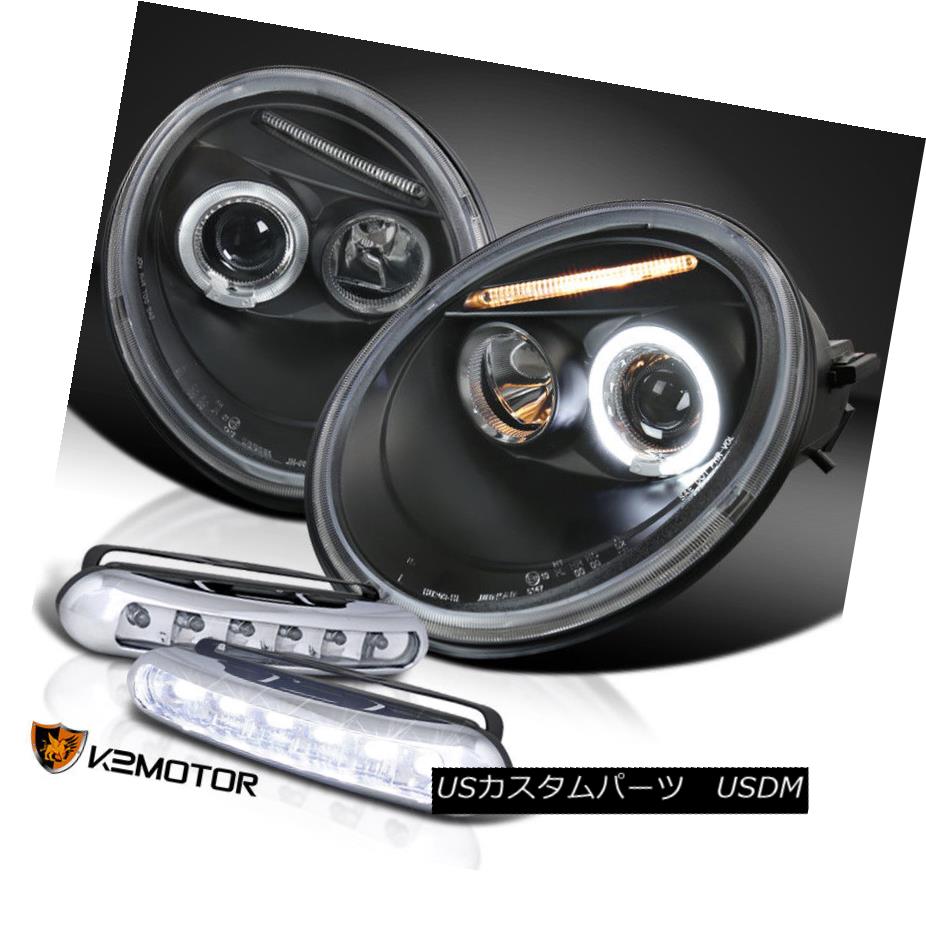 ヘッドライト For 98-05 VW Beetle LED Halo Projector Black Headlights w/Bumper Fog LED Lamps 98-05 VWビートル用LEDハロープロジェクターブラックヘッドライト（バンパーフォグLEDランプ付） 【並行輸入品】 45,012円